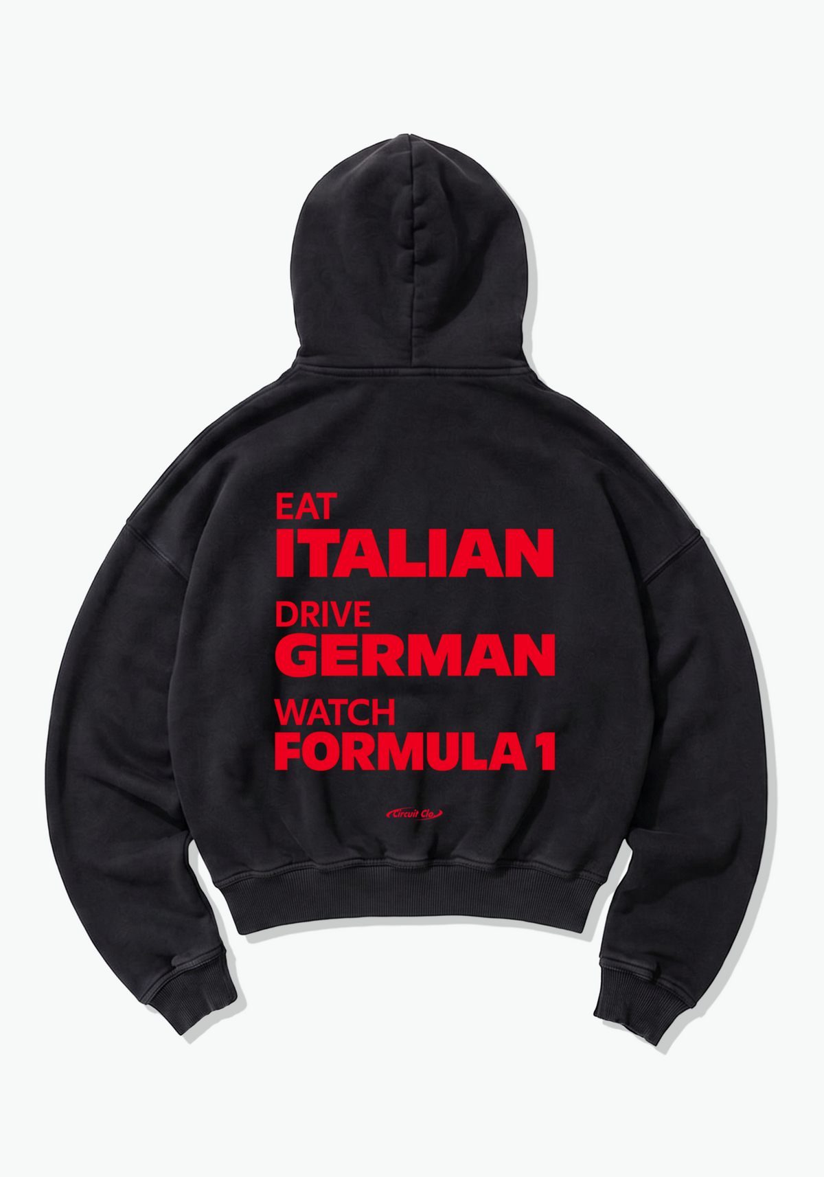 Eat Italian Drive German Oversized Hoodie - Black Back (Designed)