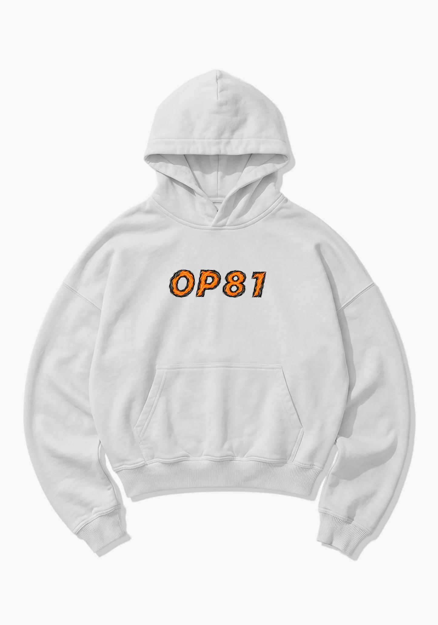 OP81 Abstract Oversized Hoodie - White Front (Designed)