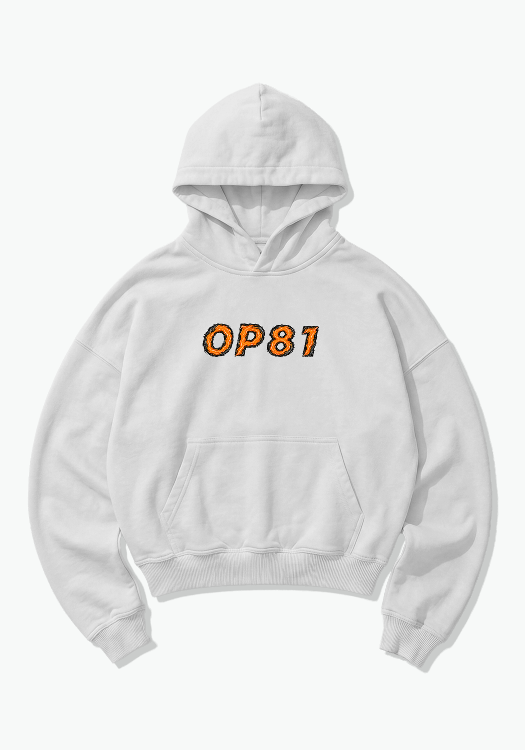 OP81 Abstract Oversized Hoodie - White Front (Designed)