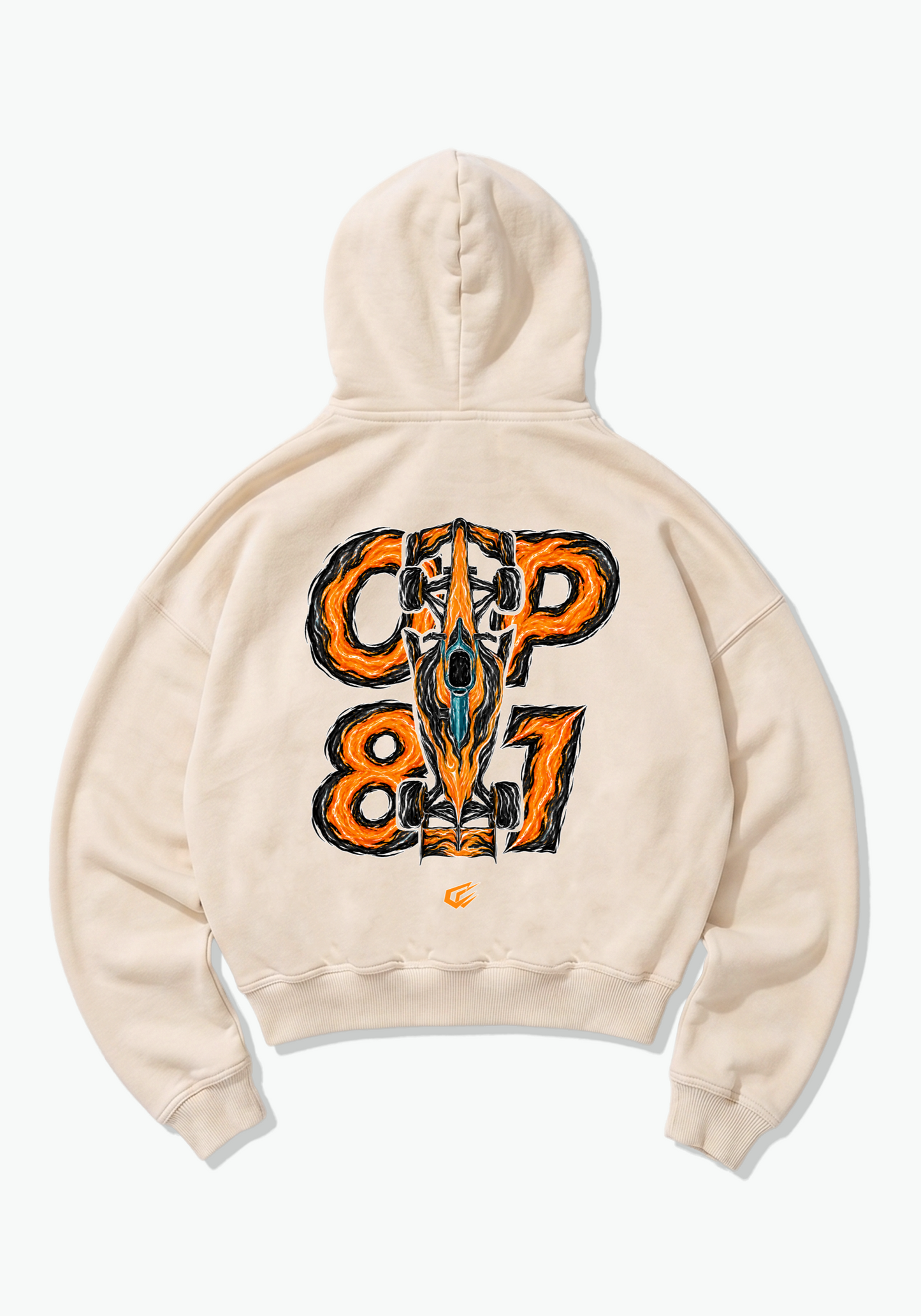 OP81 Abstract Oversized Hoodie - Beige Back (Designed)