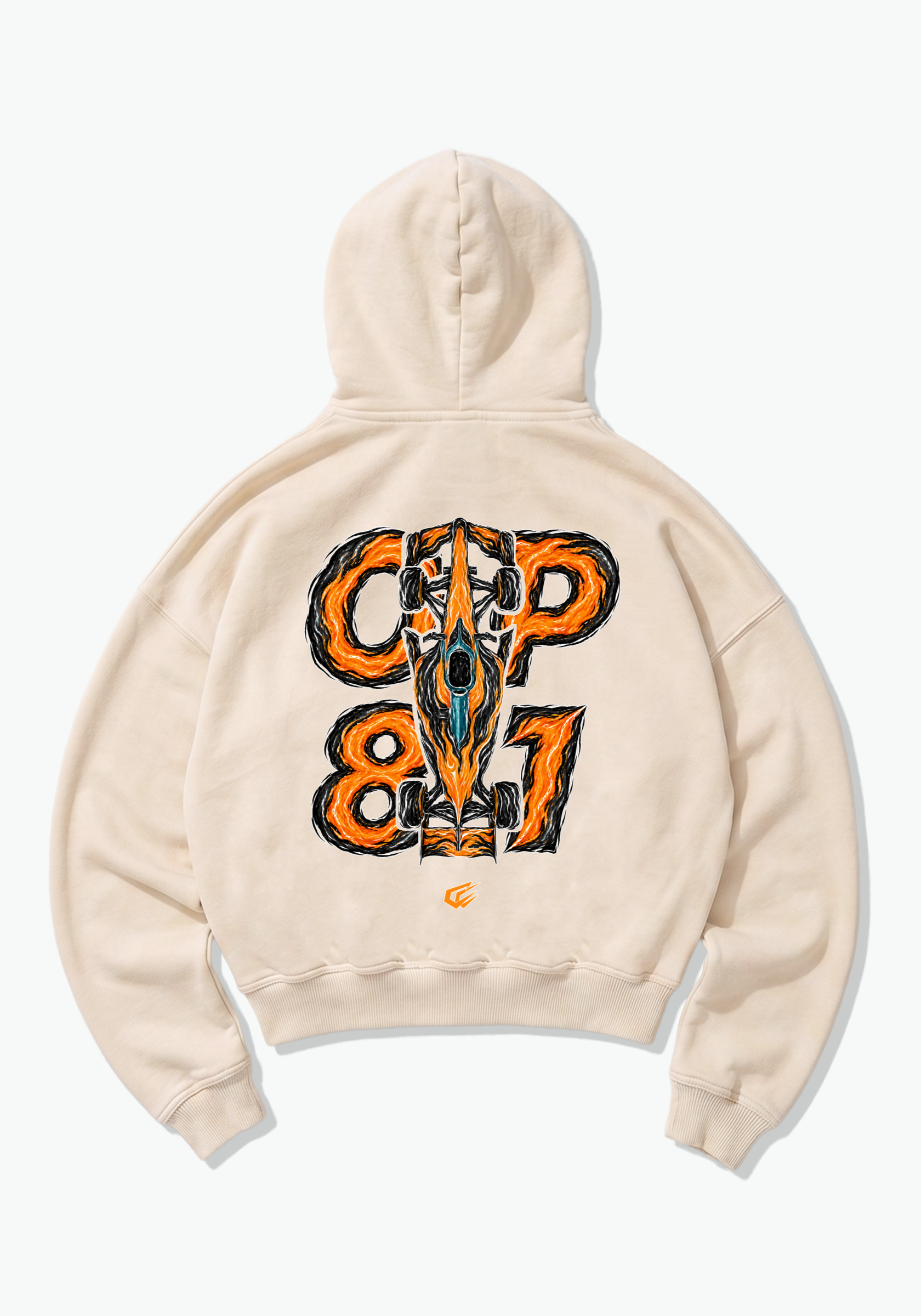 OP81 Abstract Oversized Hoodie - Beige Back (Designed)