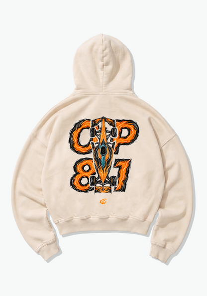OP81 Abstract Oversized Hoodie - Beige Back (Designed)