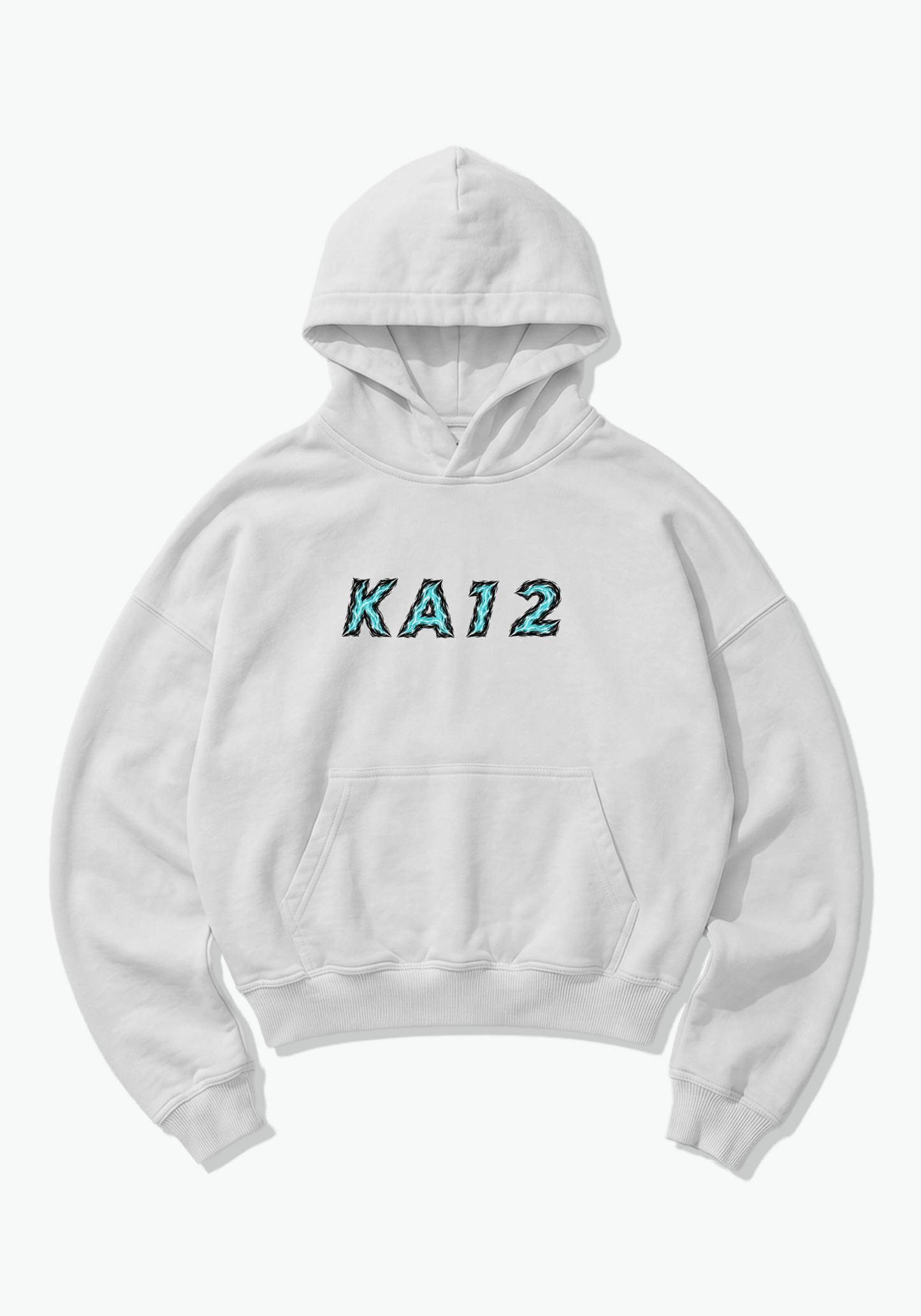 KA12 Abstract Oversized Hoodie - White Front (Designed)