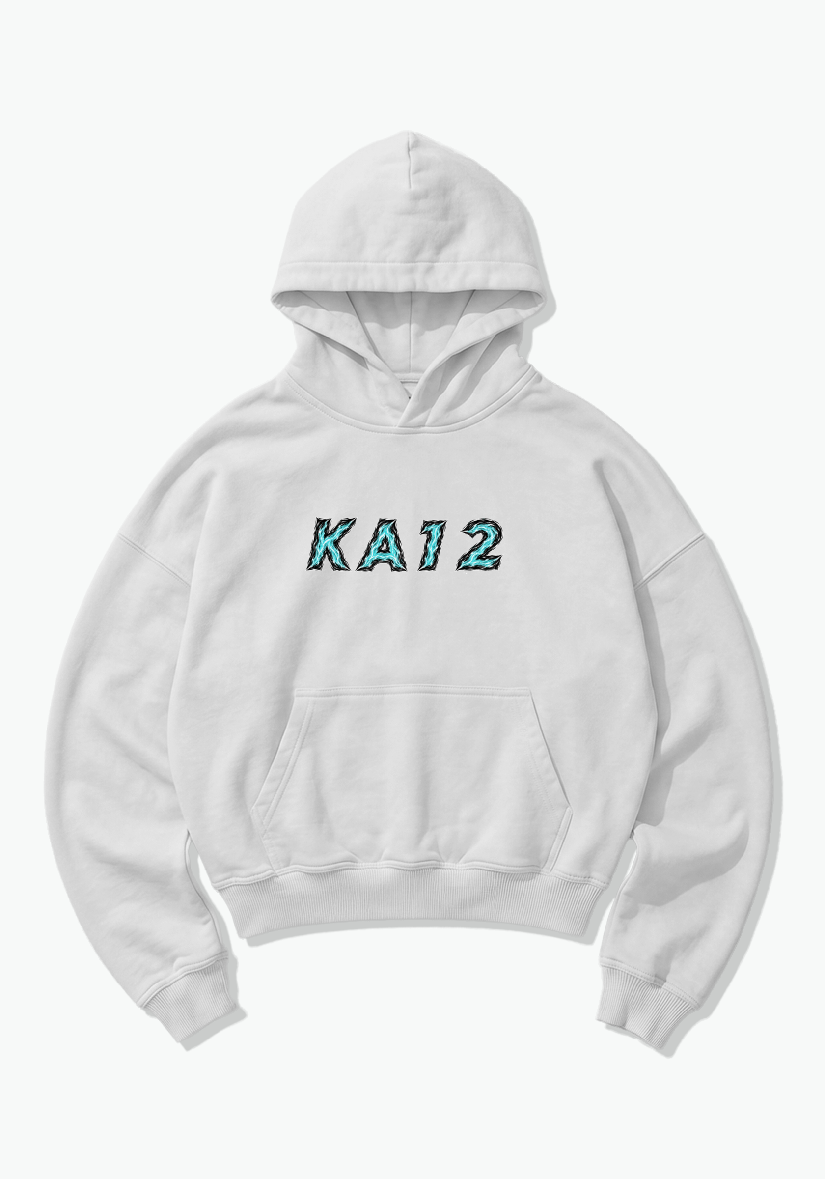 KA12 Abstract Oversized Hoodie - White Front (Designed)