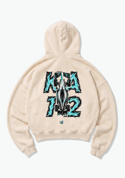 KA12 Abstract Oversized Hoodie - Beige Back (Designed)