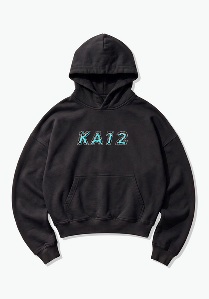 KA12 Abstract Oversized Hoodie - Black Front (Designed)