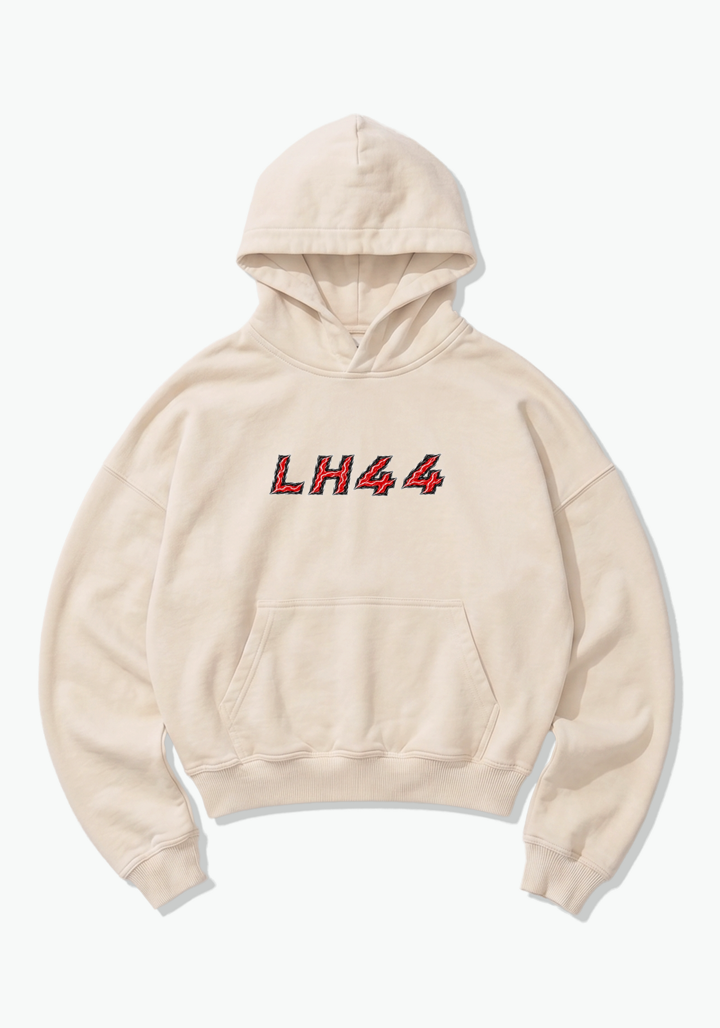 LH44 Abstract Oversized Hoodie - Beige Front (Designed)