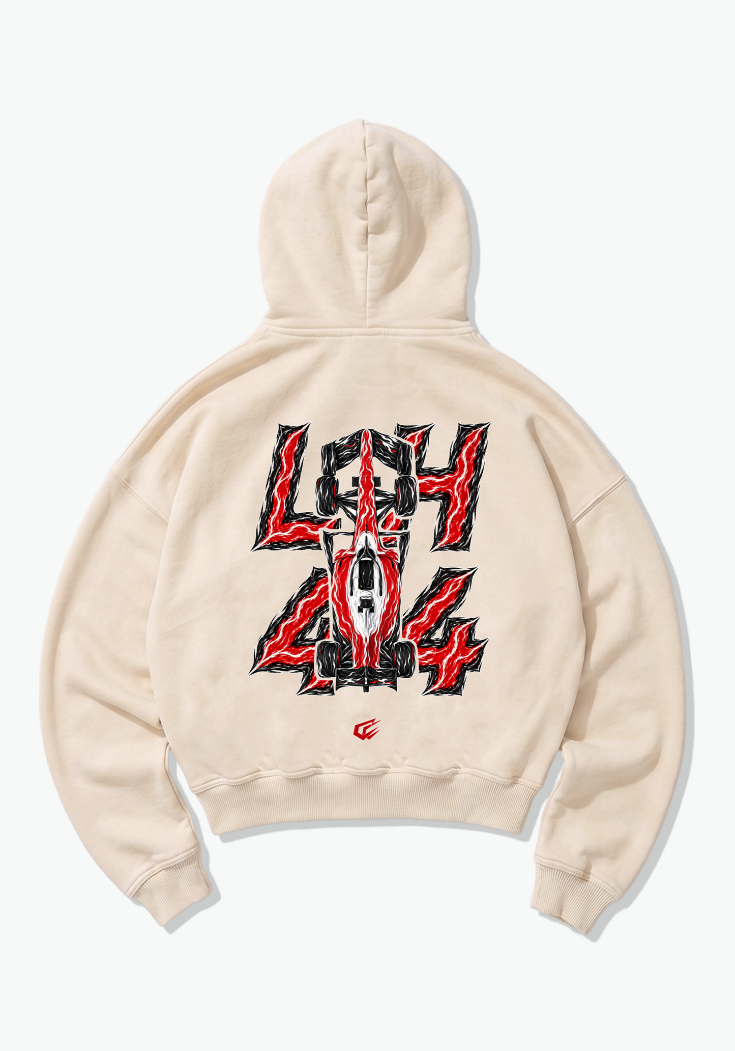 LH44 Abstract Oversized Hoodie - Beige Back (Designed)