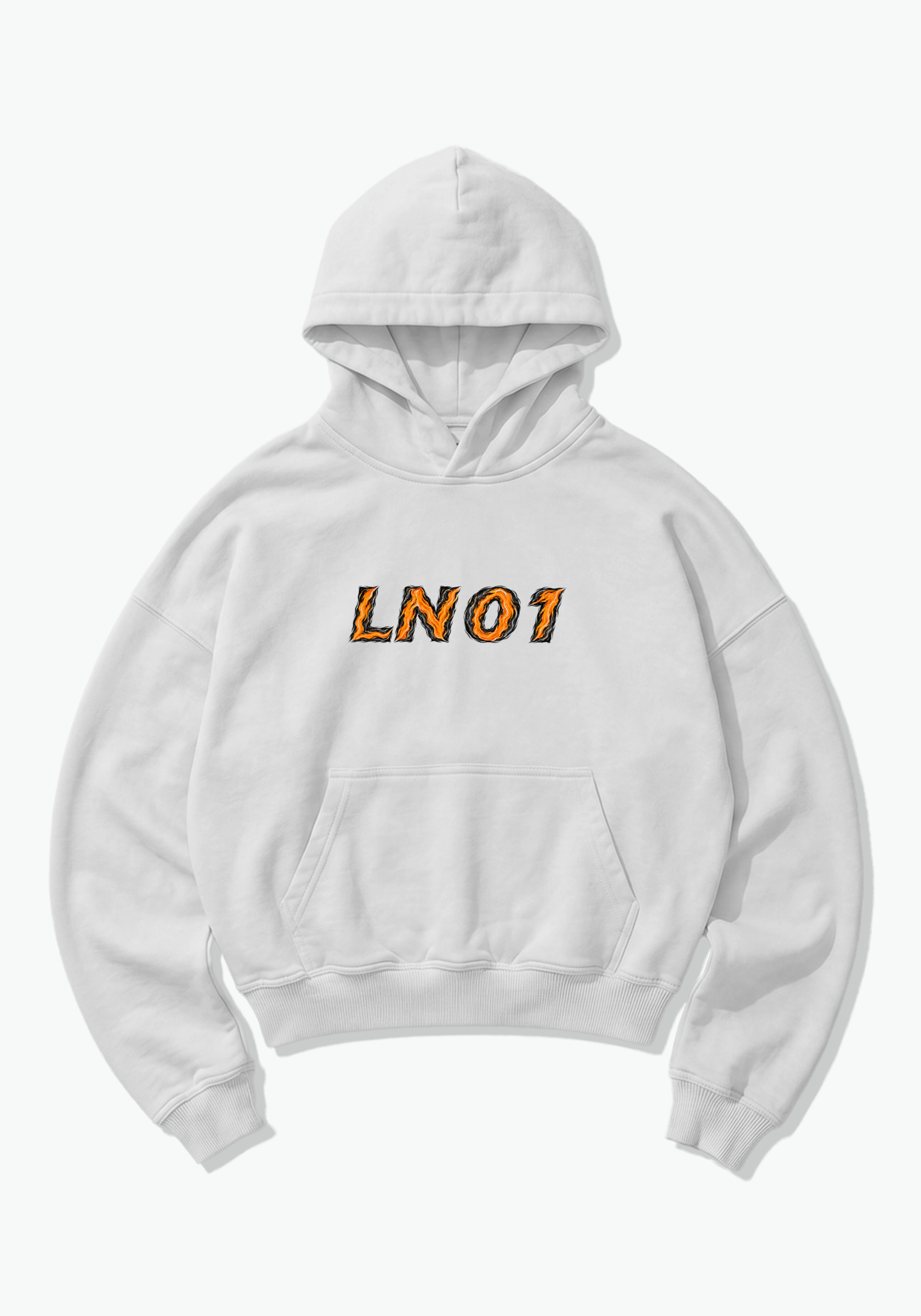 LN01 Abstract Oversized Hoodie - White Front (Designed)