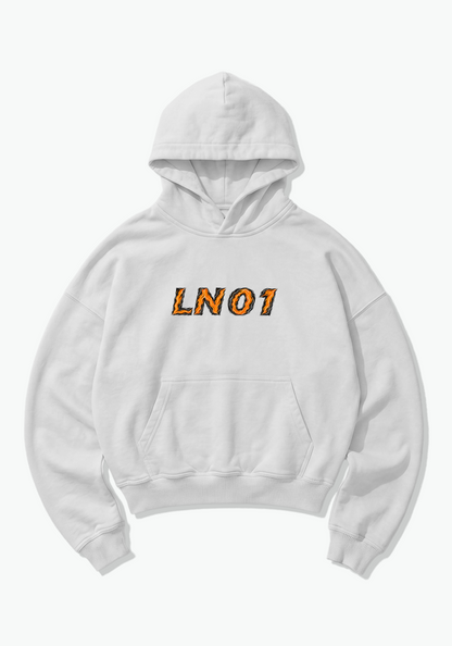 LN01 Abstract Oversized Hoodie - White Front (Designed)