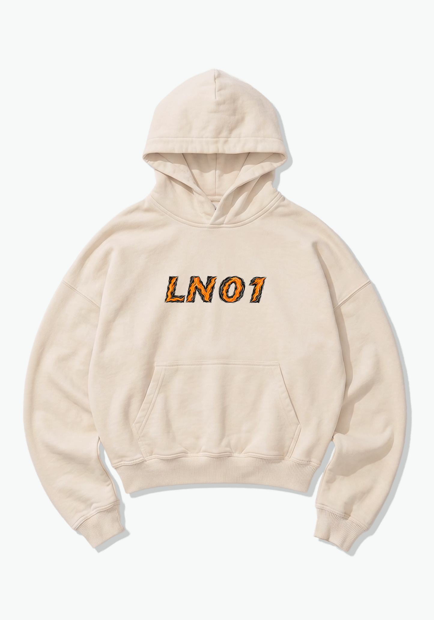 LN01 Abstract Oversized Hoodie - Beige Front (Designed)