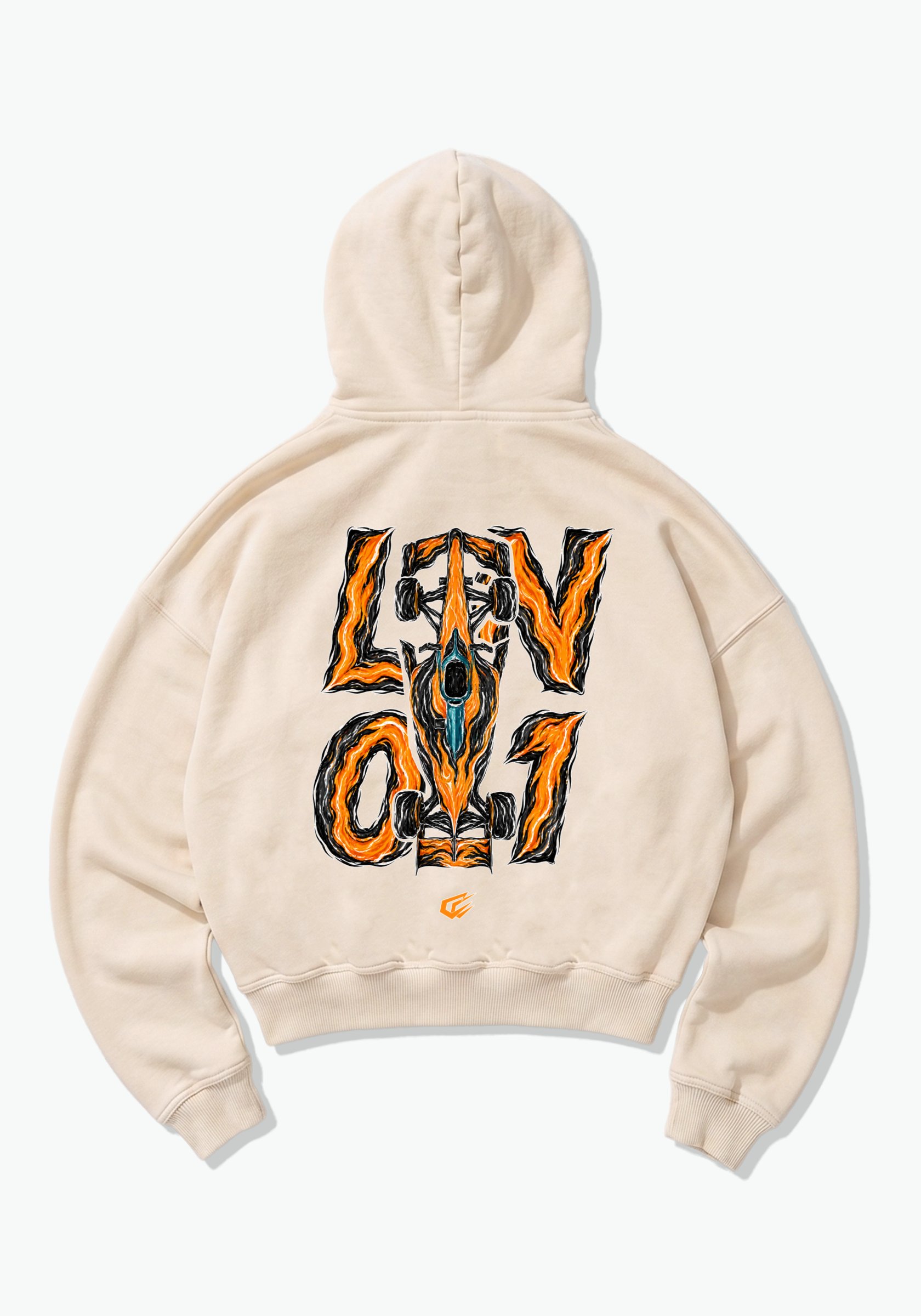 LN01 Abstract Oversized Hoodie - Beige Back (Designed)