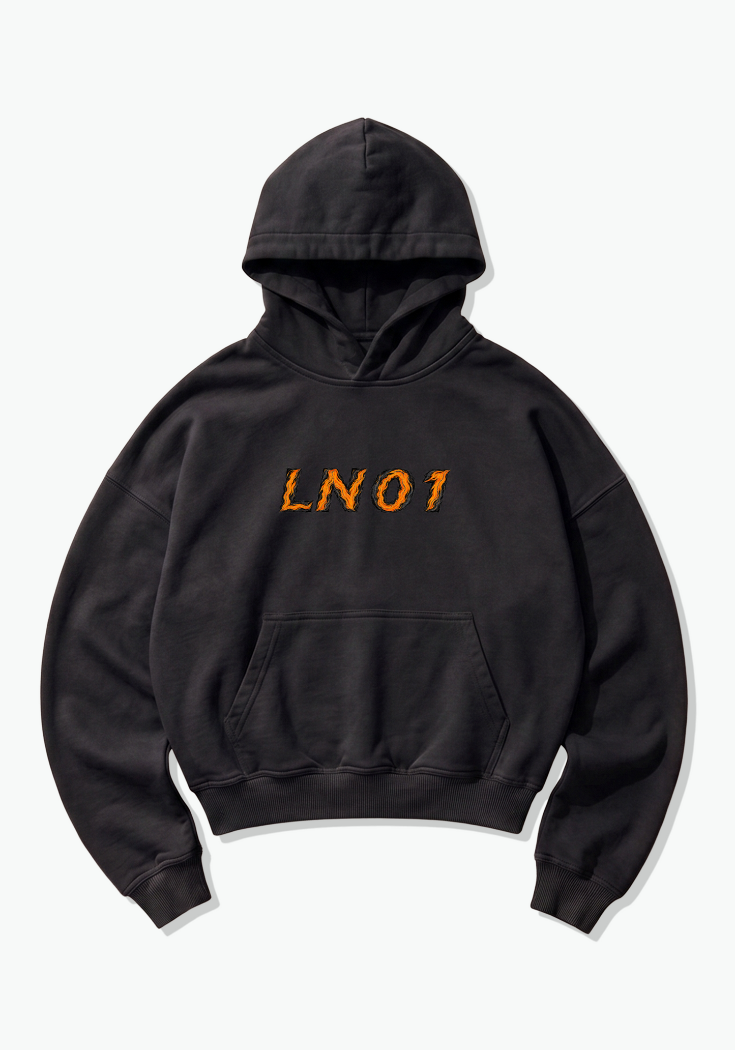 LN01 Abstract Oversized Hoodie - Black Front (Designed)