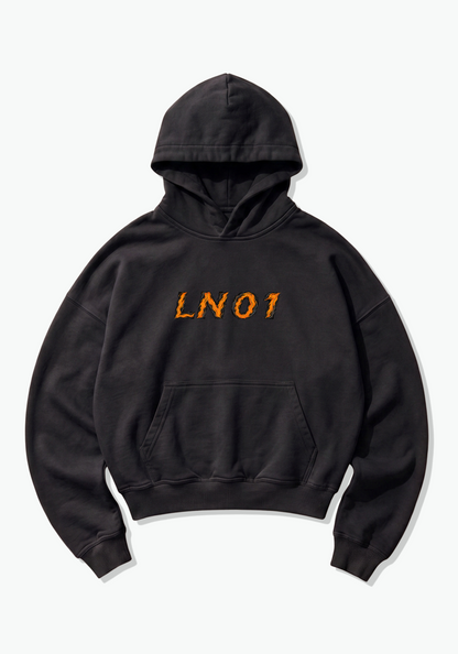 LN01 Abstract Oversized Hoodie - Black Front (Designed)