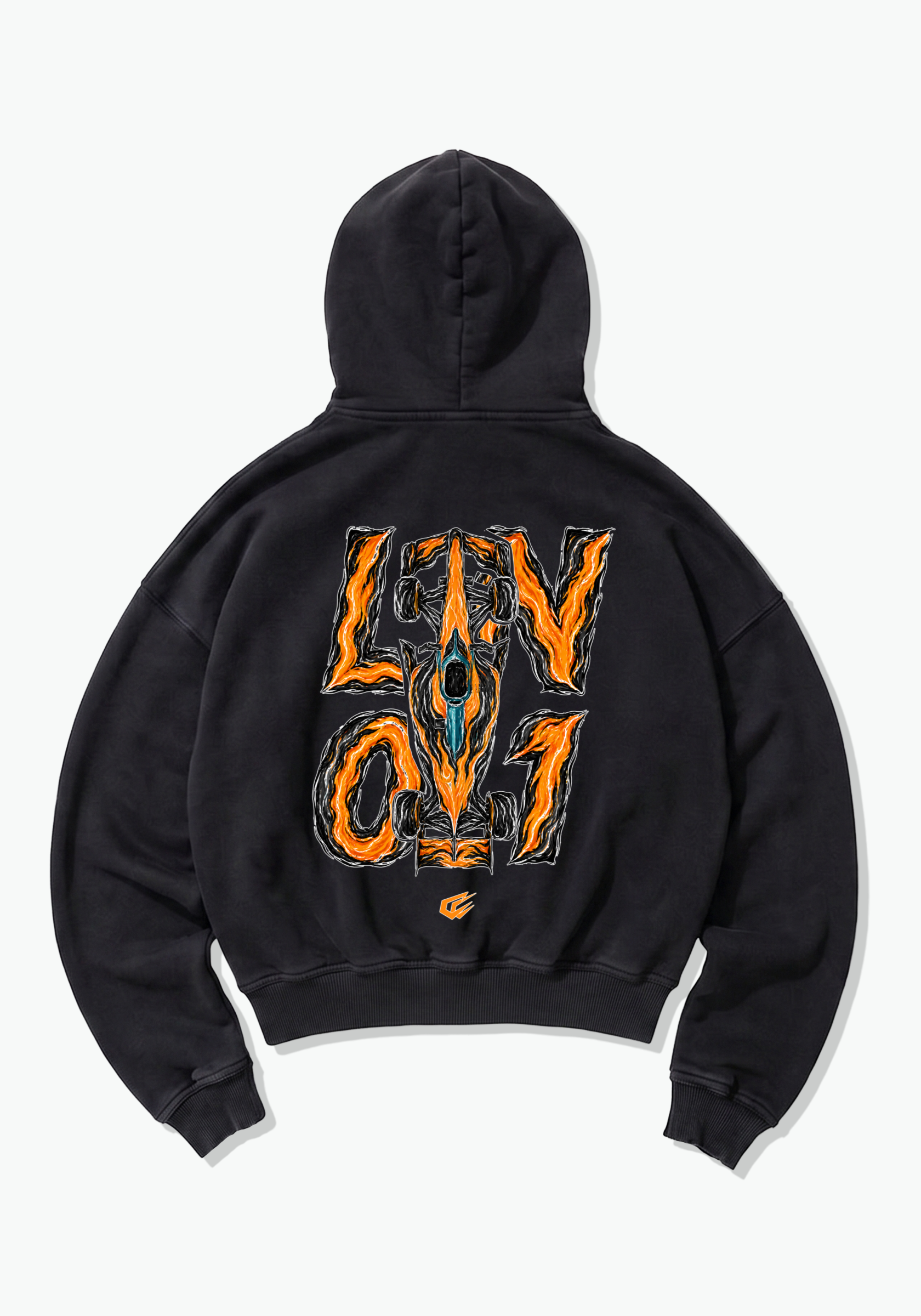 LN01 Abstract Oversized Hoodie - Black Back (Designed)