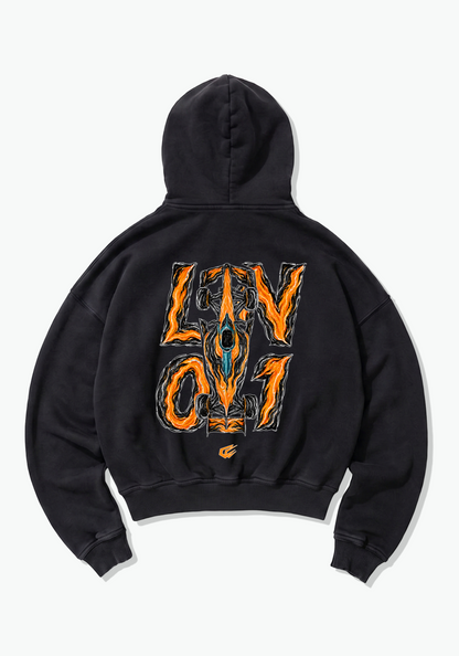 LN01 Abstract Oversized Hoodie - Black Back (Designed)