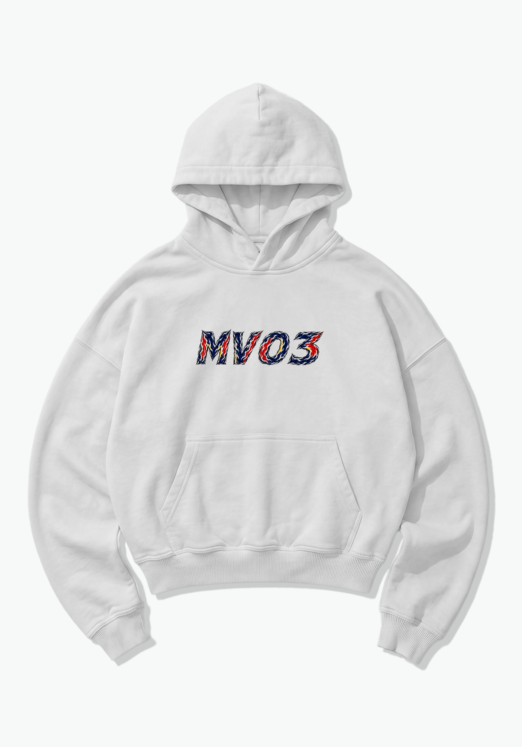 MV03 Abstract Oversized Hoodie - White Front (Designed)