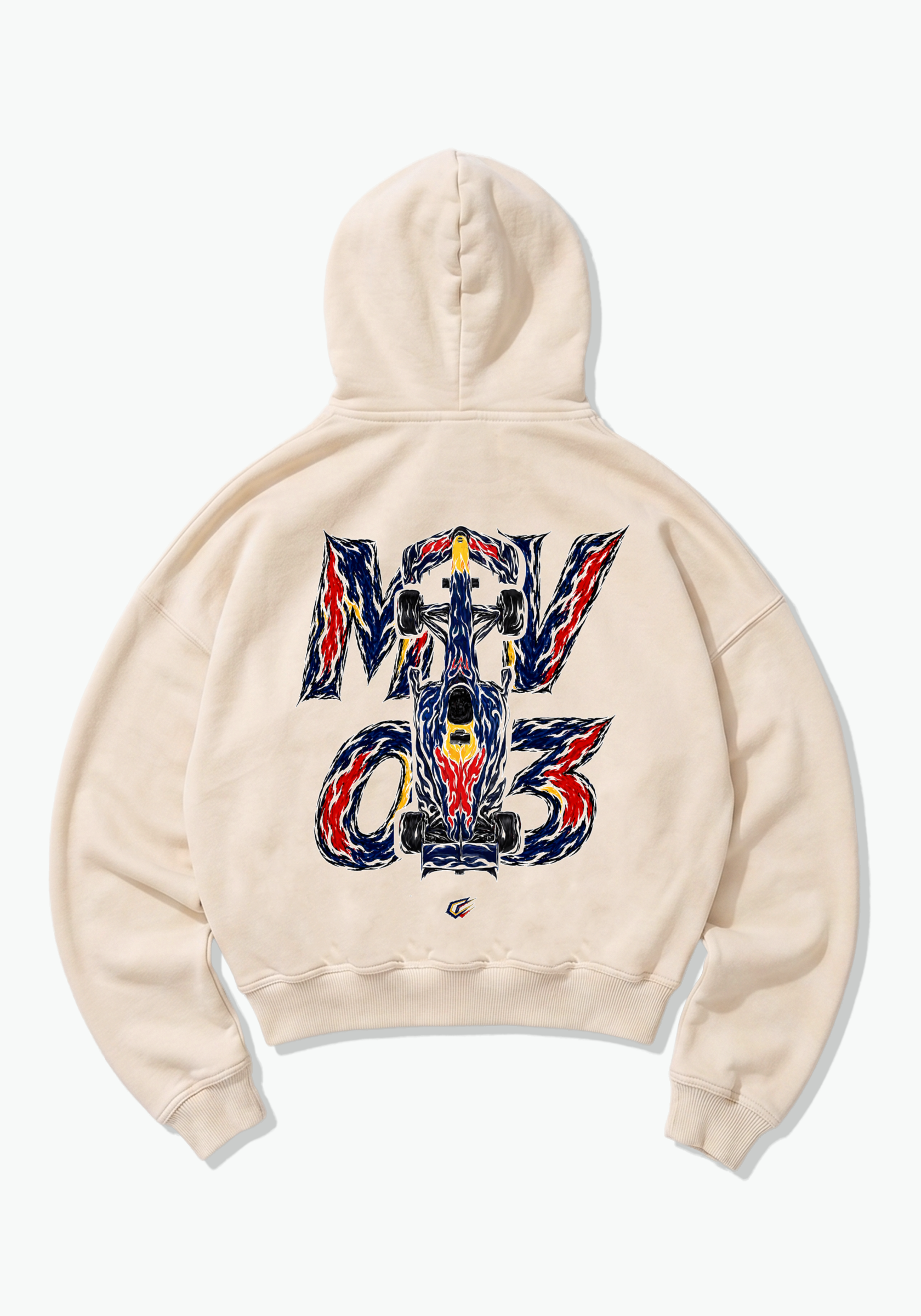 MV03 Abstract Oversized Hoodie - Beige Back (Designed)
