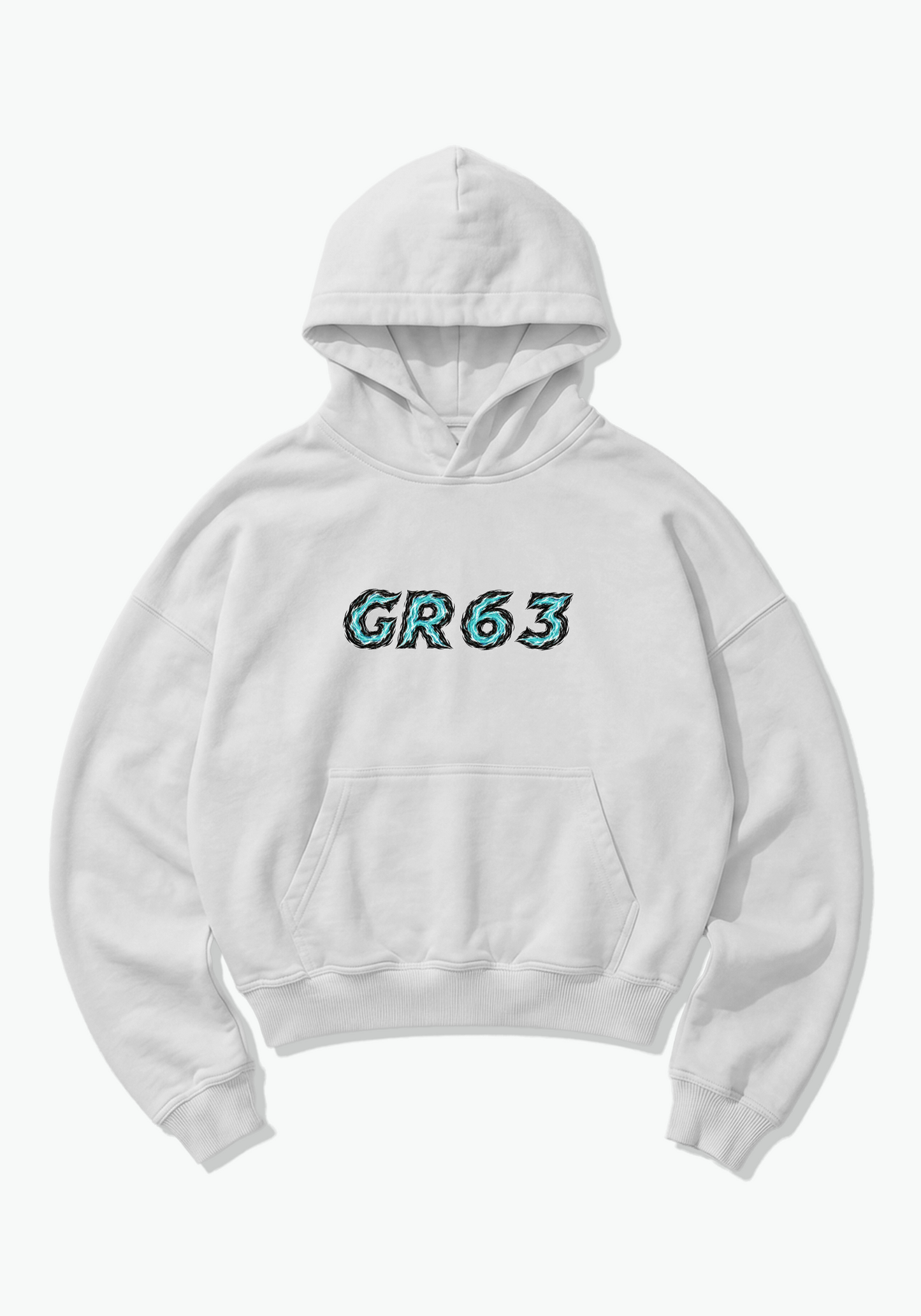 GR63 Abstract Oversized Hoodie - White Front (Designed)