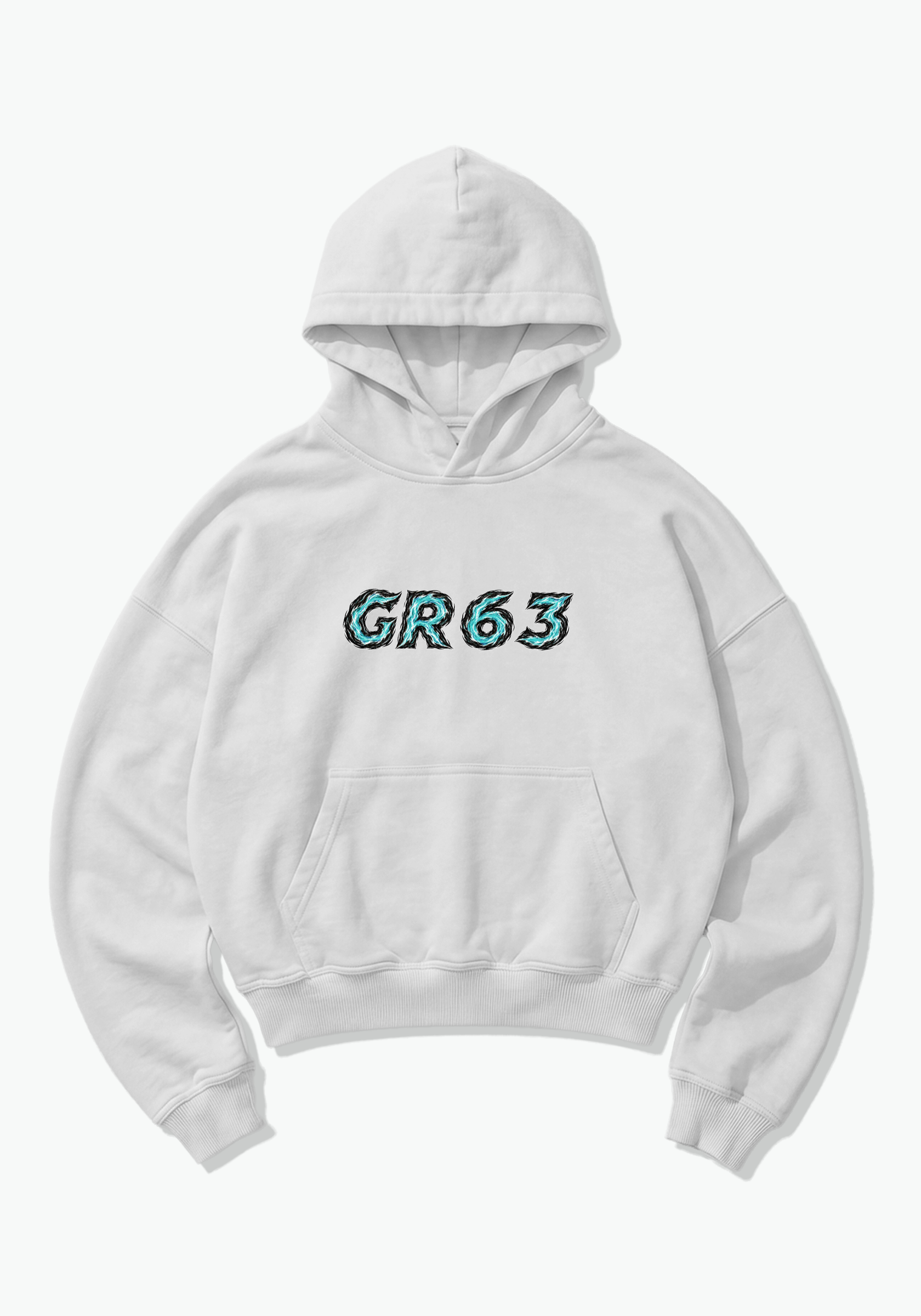 GR63 Abstract Oversized Hoodie - White Front (Designed)