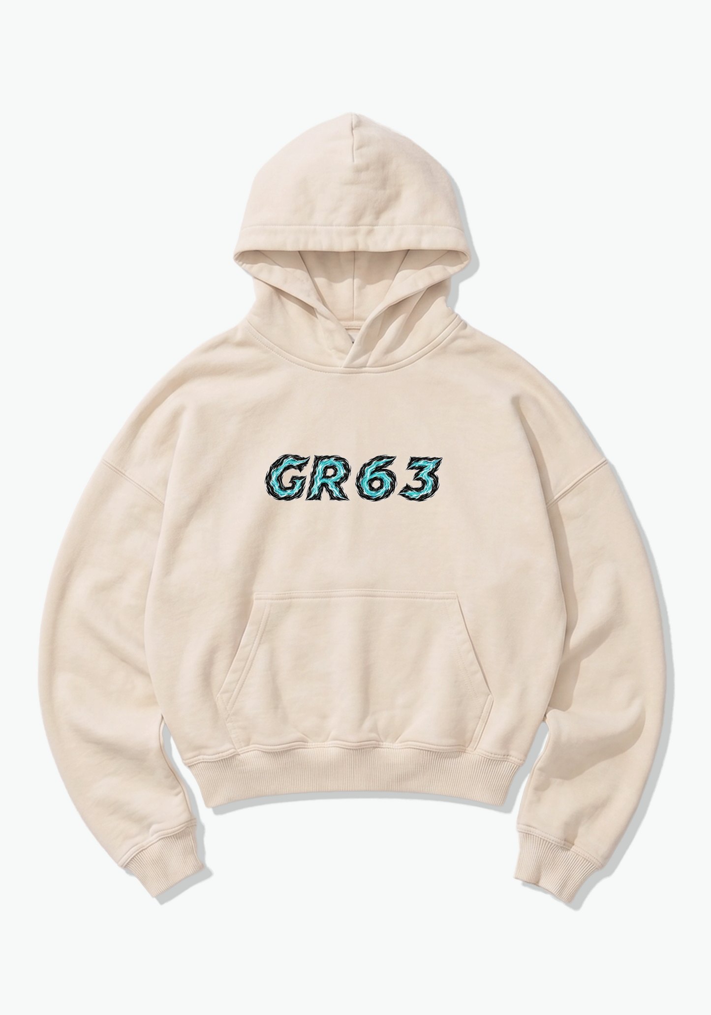 GR63 Abstract Oversized Hoodie - Beige Front (Designed)