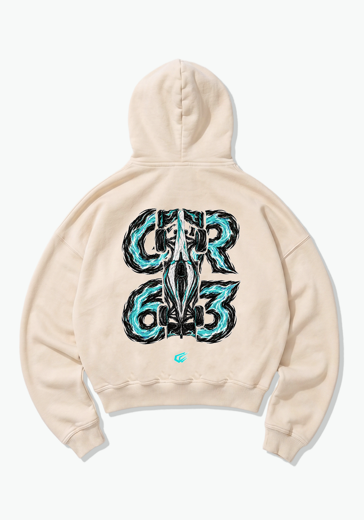 GR63 Abstract Oversized Hoodie - Beige Back (Designed)