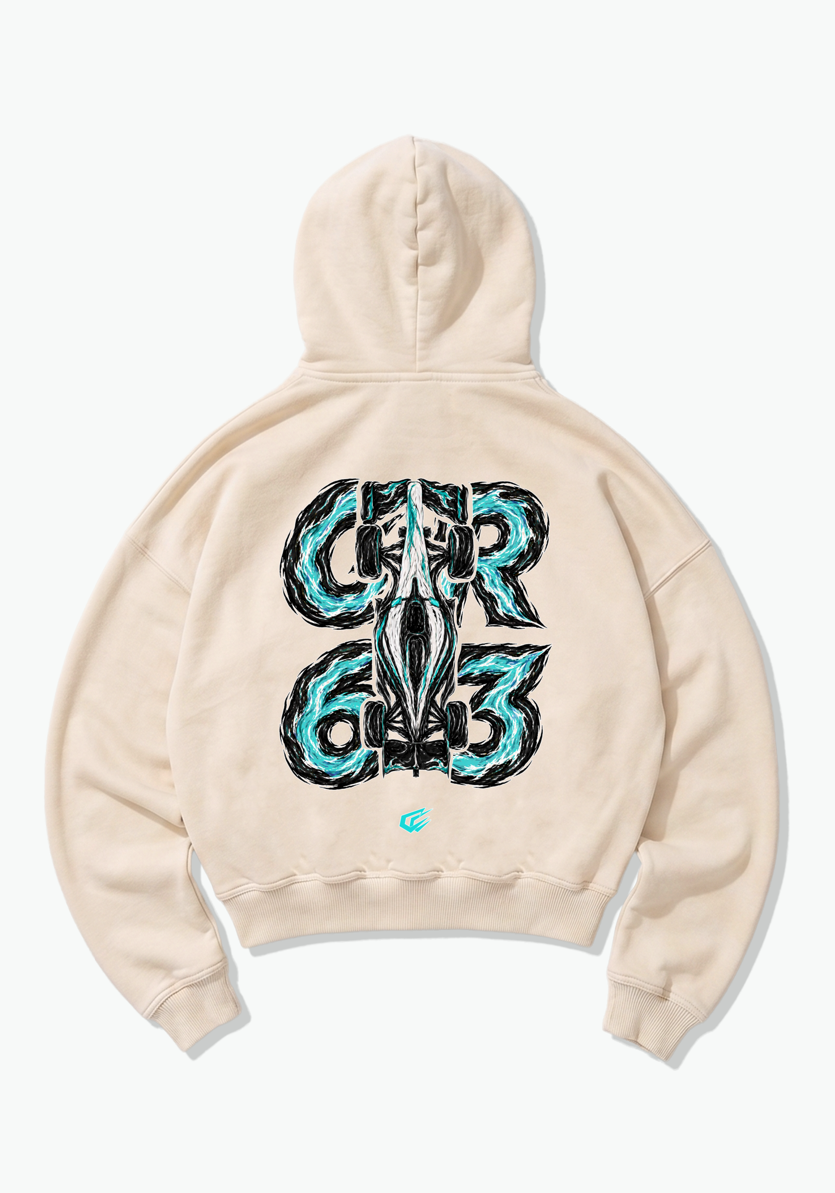 GR63 Abstract Oversized Hoodie - Beige Back (Designed)
