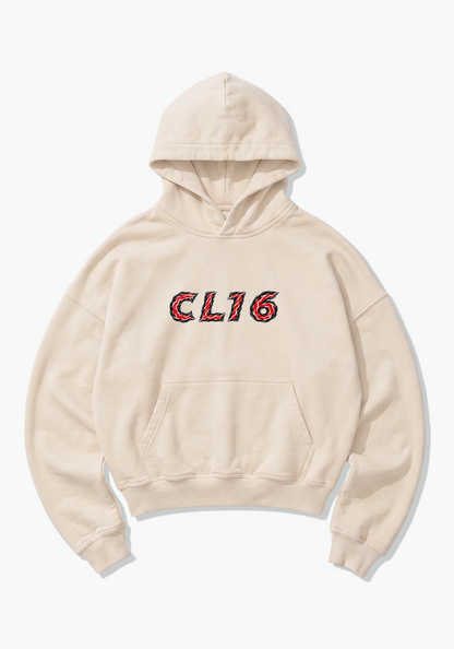 CL16 Abstract Oversized Hoodie - Beige Front (Designed)