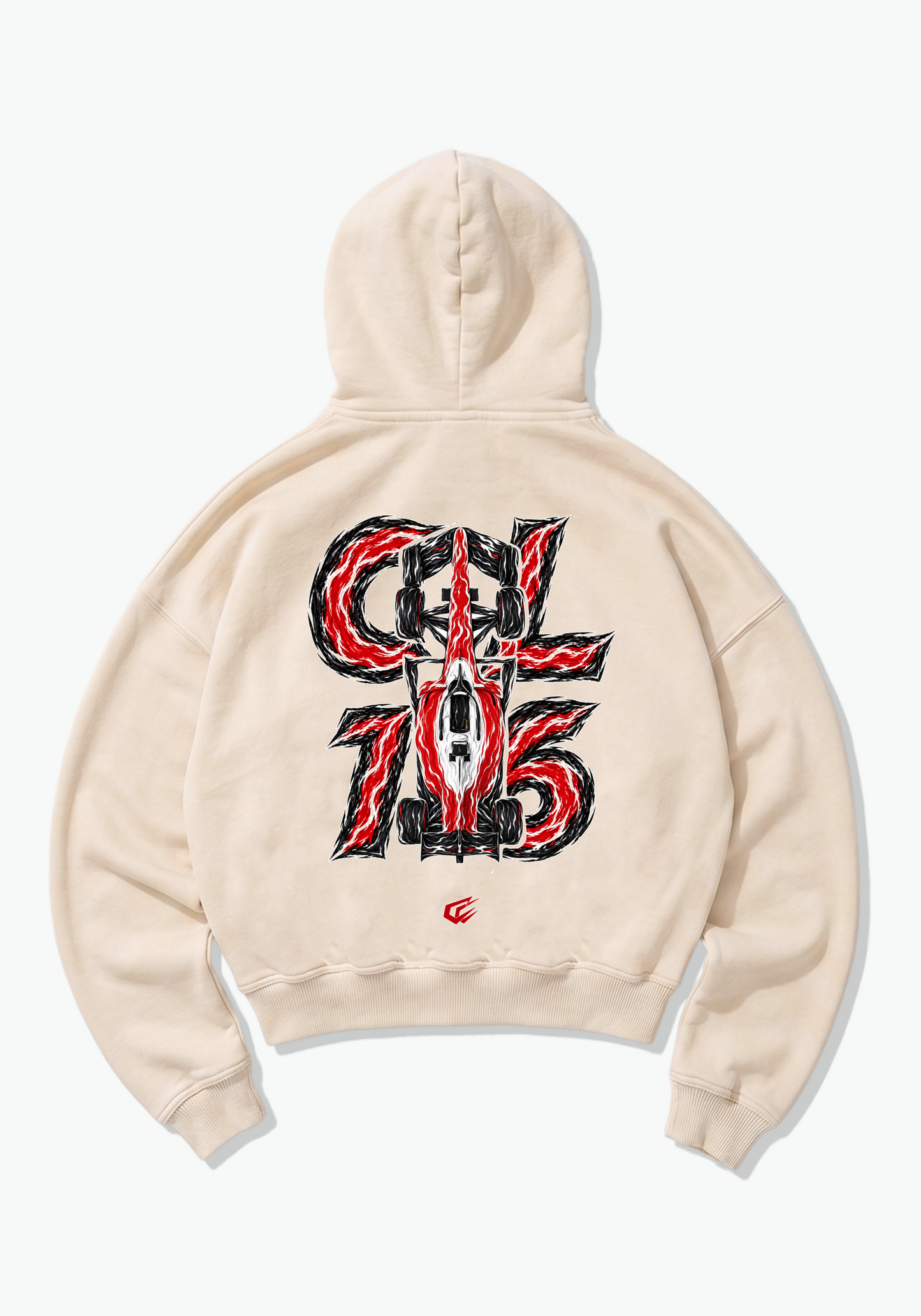 CL16 Abstract Oversized Hoodie - Beige Back (Designed)