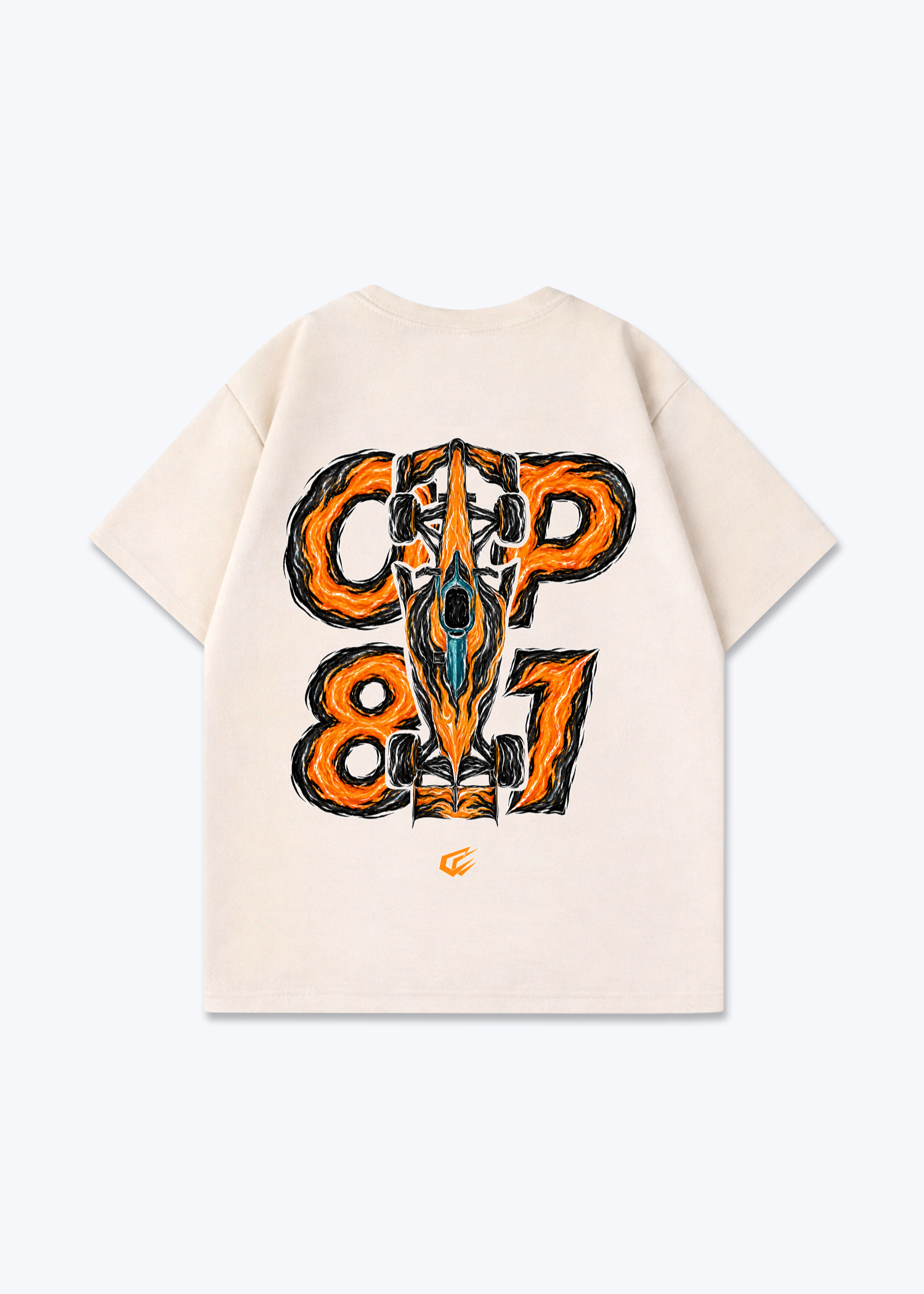 OP81 abstract Oversized Shirt - Beige Back (Designed)