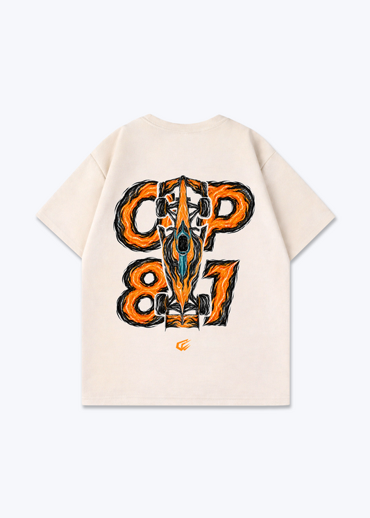 OP81 abstract Oversized Shirt - Beige Back (Designed)