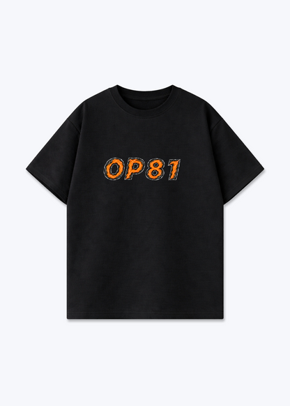OP81 abstract Oversized Shirt - Black Front (Designed)