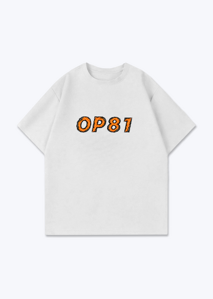 OP81 abstract Oversized Shirt - White Front (Designed)