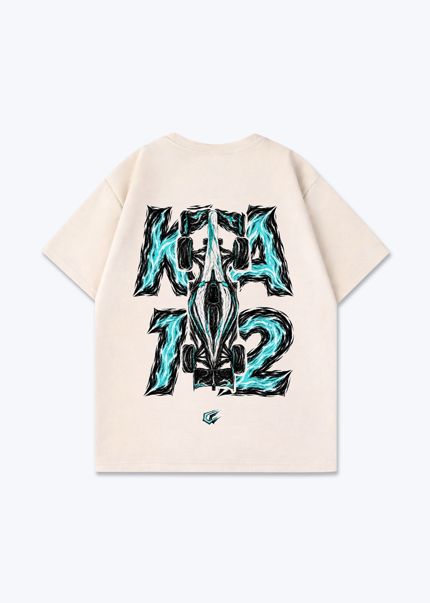 OP81 abstract Oversized Shirt - Beige Back (Designed)