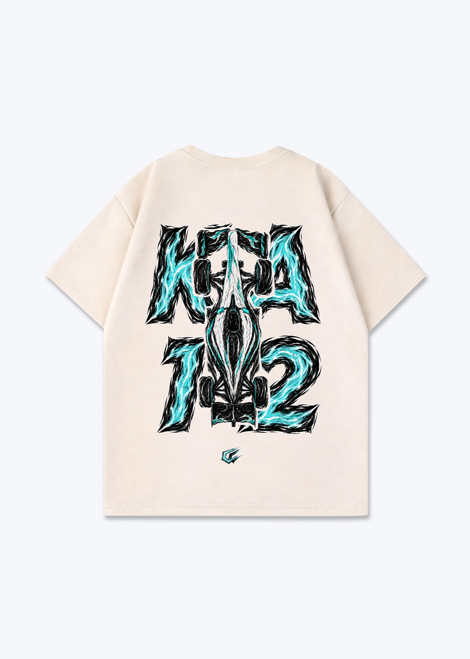 OP81 abstract Oversized Shirt - Beige Back (Designed)