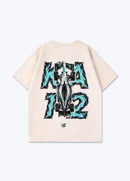 OP81 abstract Oversized Shirt - Beige Back (Designed)