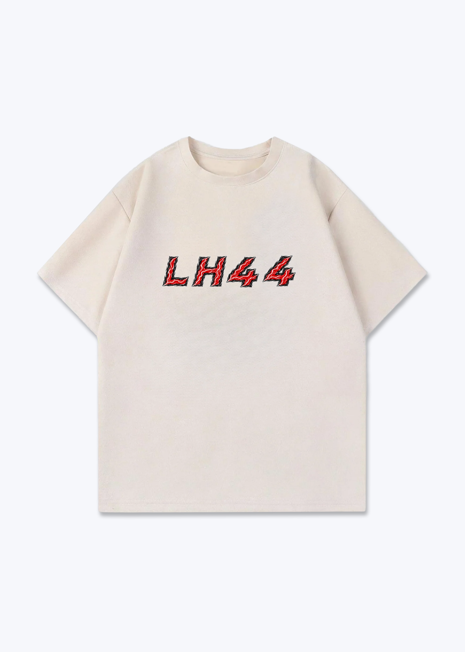 LH44 abstract Oversized Shirt - Beige Front (Designed)