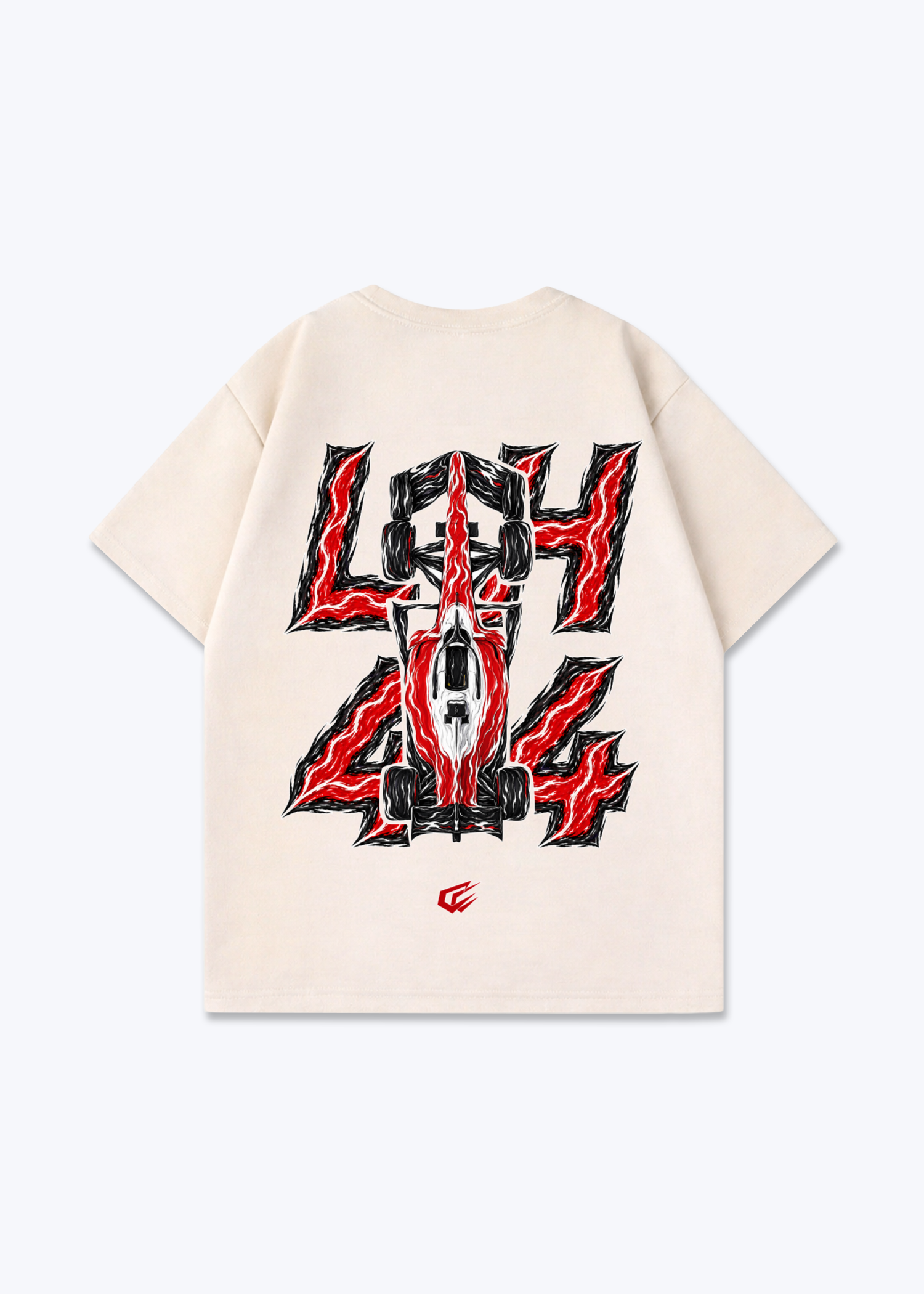 LH44 abstract Oversized Shirt - Beige Back (Designed)