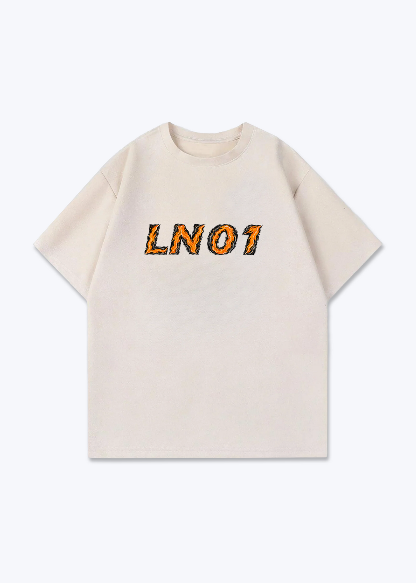 LN01 abstract Oversized Shirt - Beige Front (Designed)