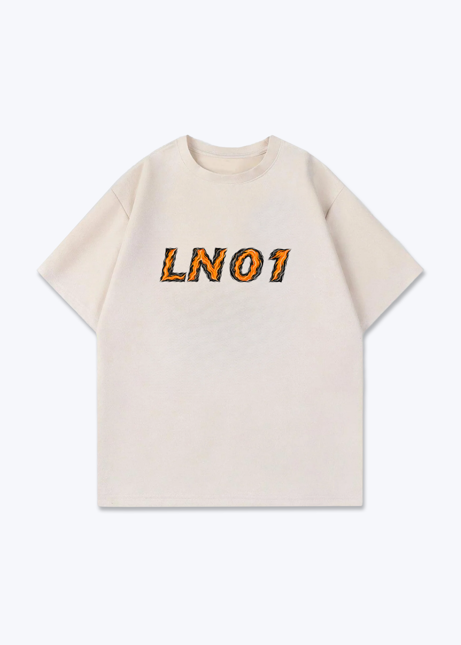 LN01 abstract Oversized Shirt - Beige Front (Designed)