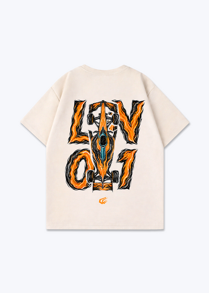 LN01 abstract Oversized Shirt - Beige Back (Designed)
