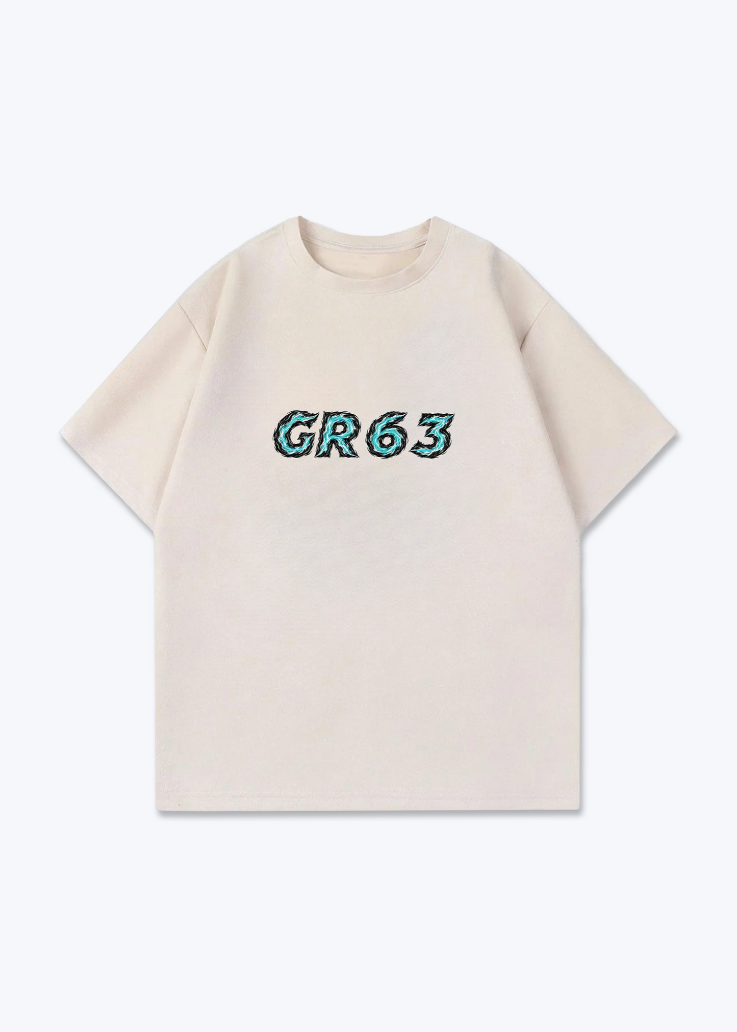 GR63 abstract Oversized Shirt - Beige Front (Designed)