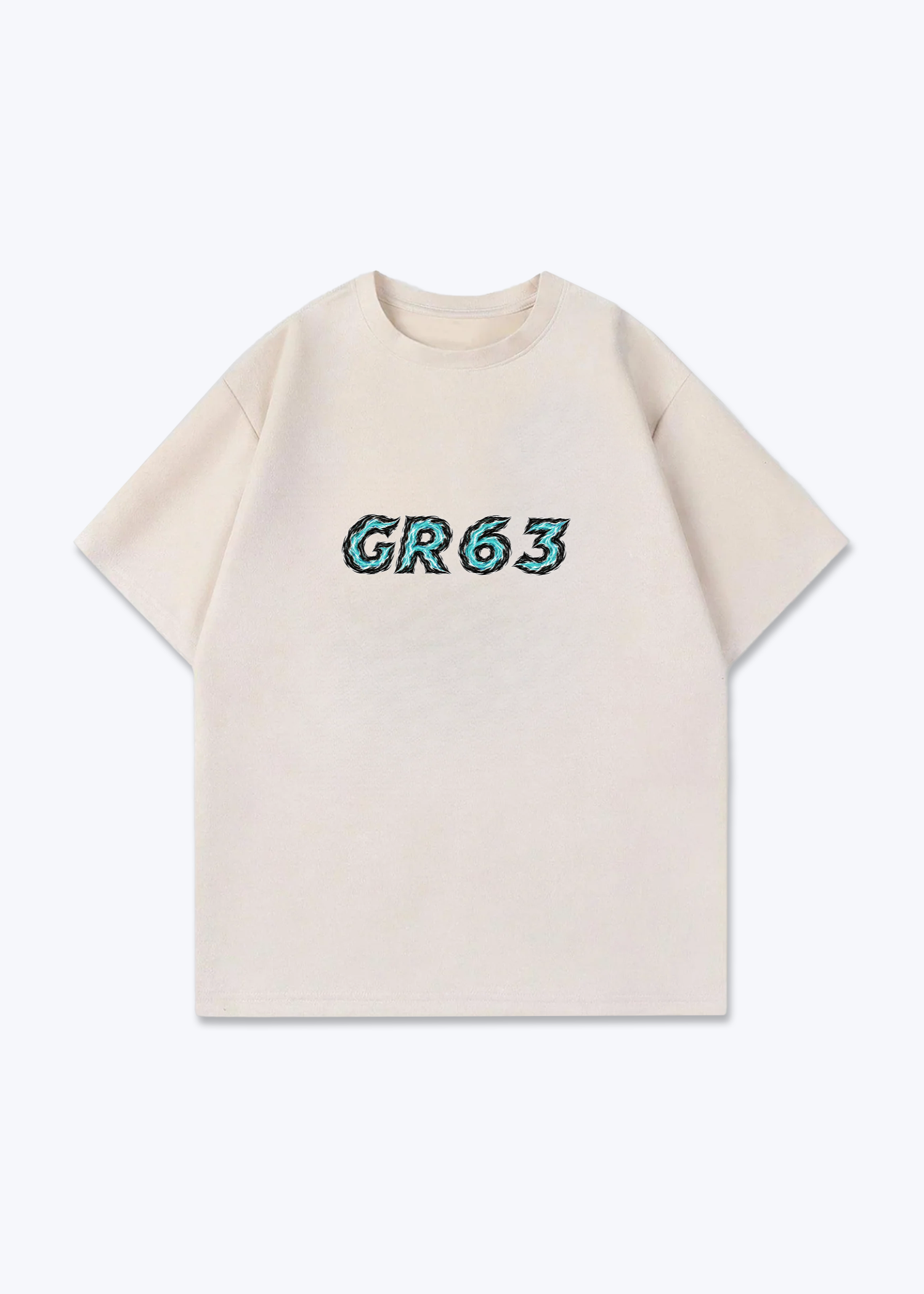 GR63 abstract Oversized Shirt - Beige Front (Designed)