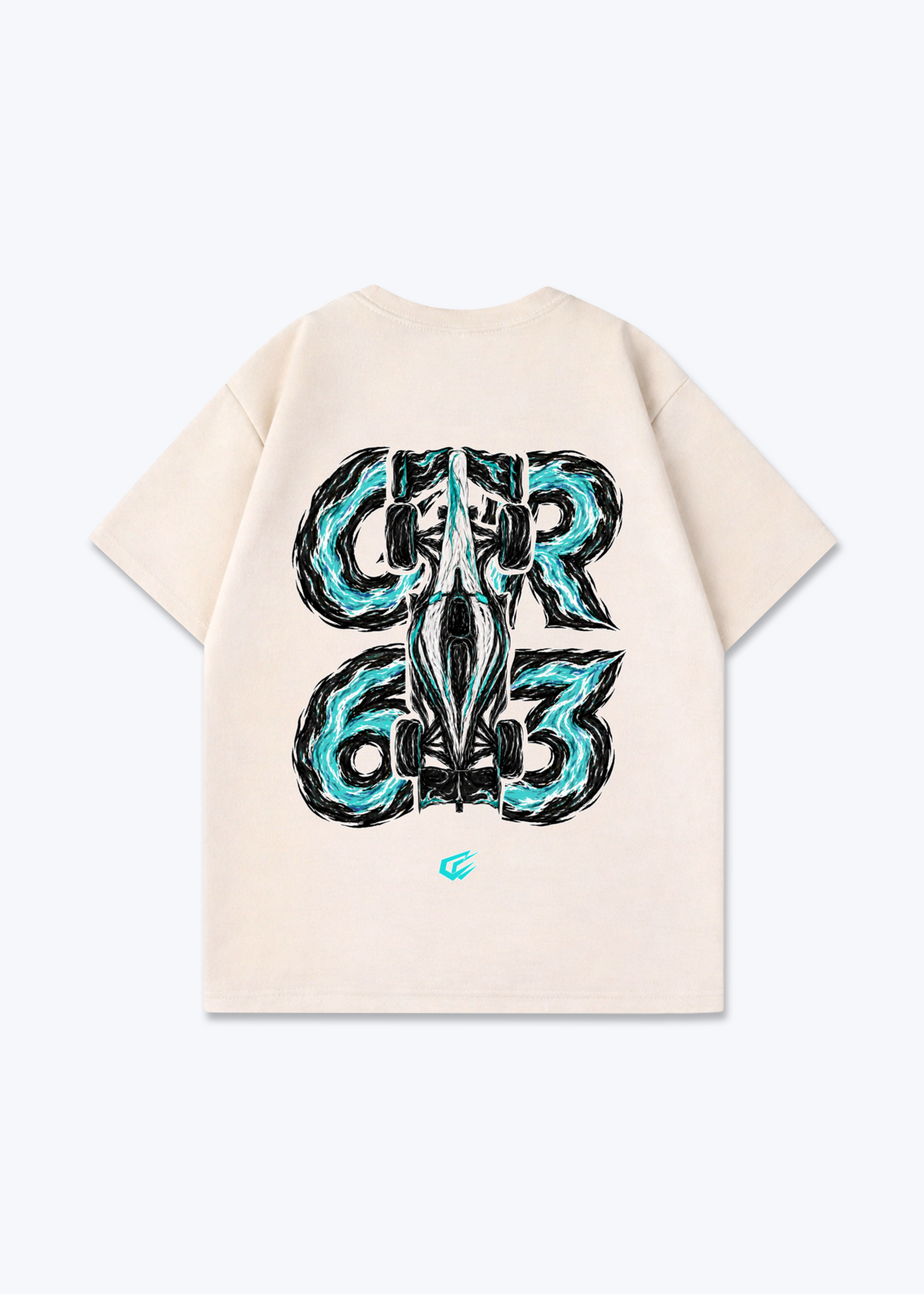 GR63 abstract Oversized Shirt - Beige Back (Designed)