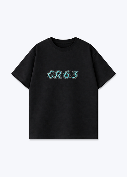 GR63 abstract Oversized Shirt - Black Front (Designed)