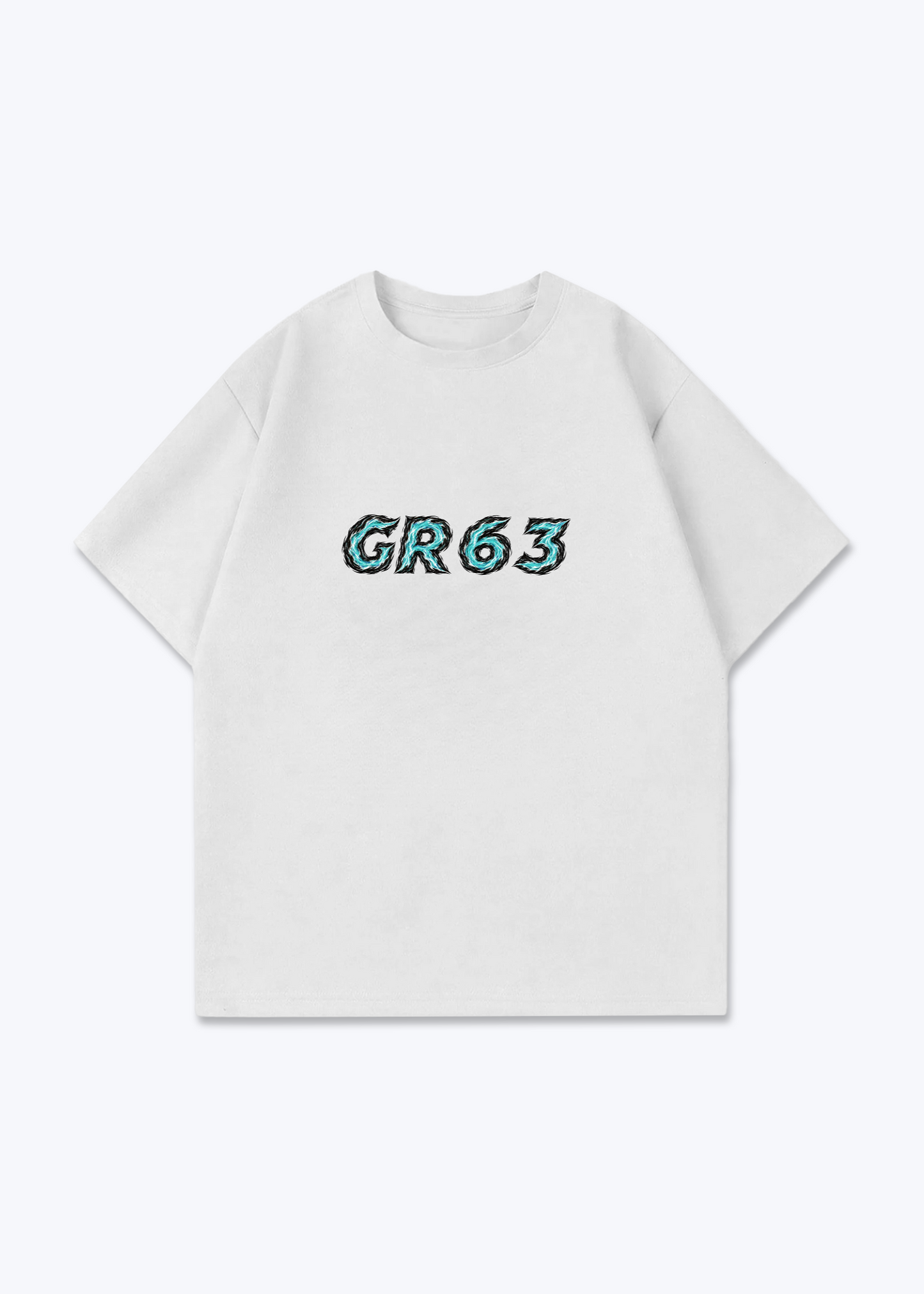 GR63 abstract Oversized Shirt - White Front (Designed)