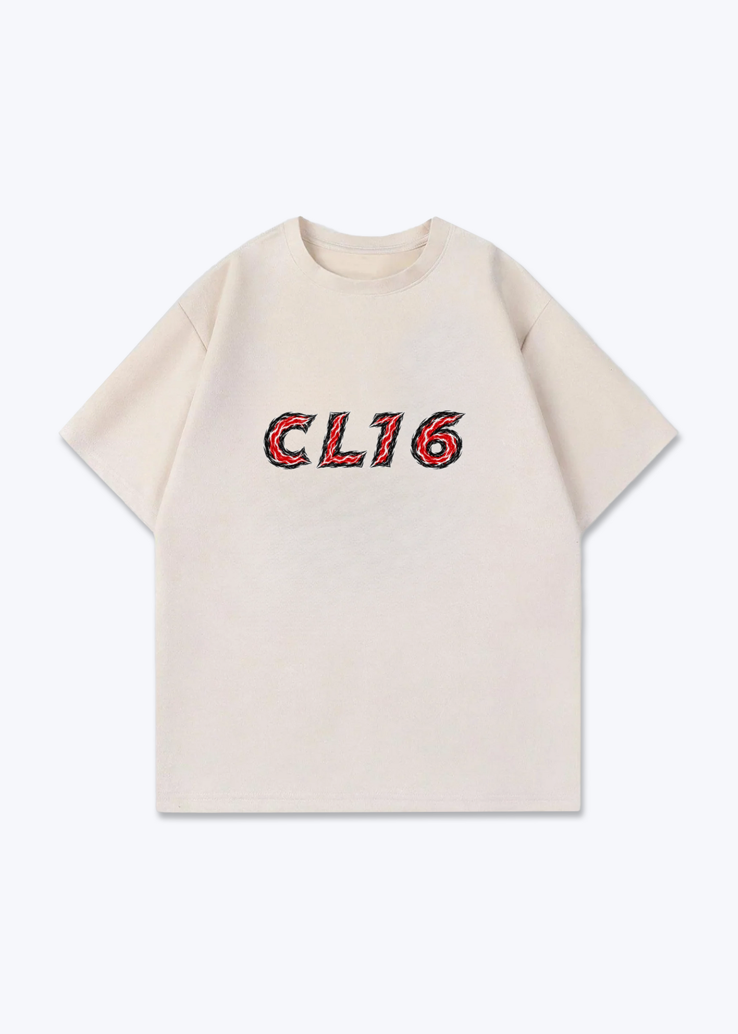 CL16 abstract Oversized Shirt - Beige Front (Designed)