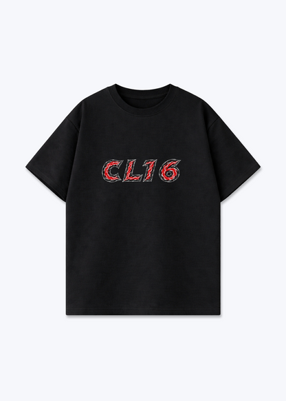 CL16 abstract Oversized Shirt - Black Front (Designed)