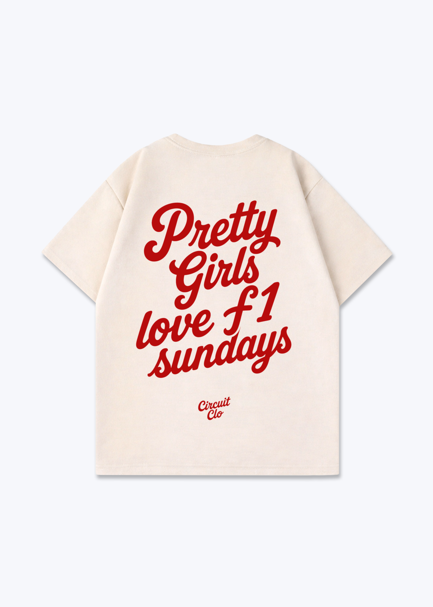 Pretty Girls love F1 Sunday 1 Oversized Shirt - Beige Back (Designed)