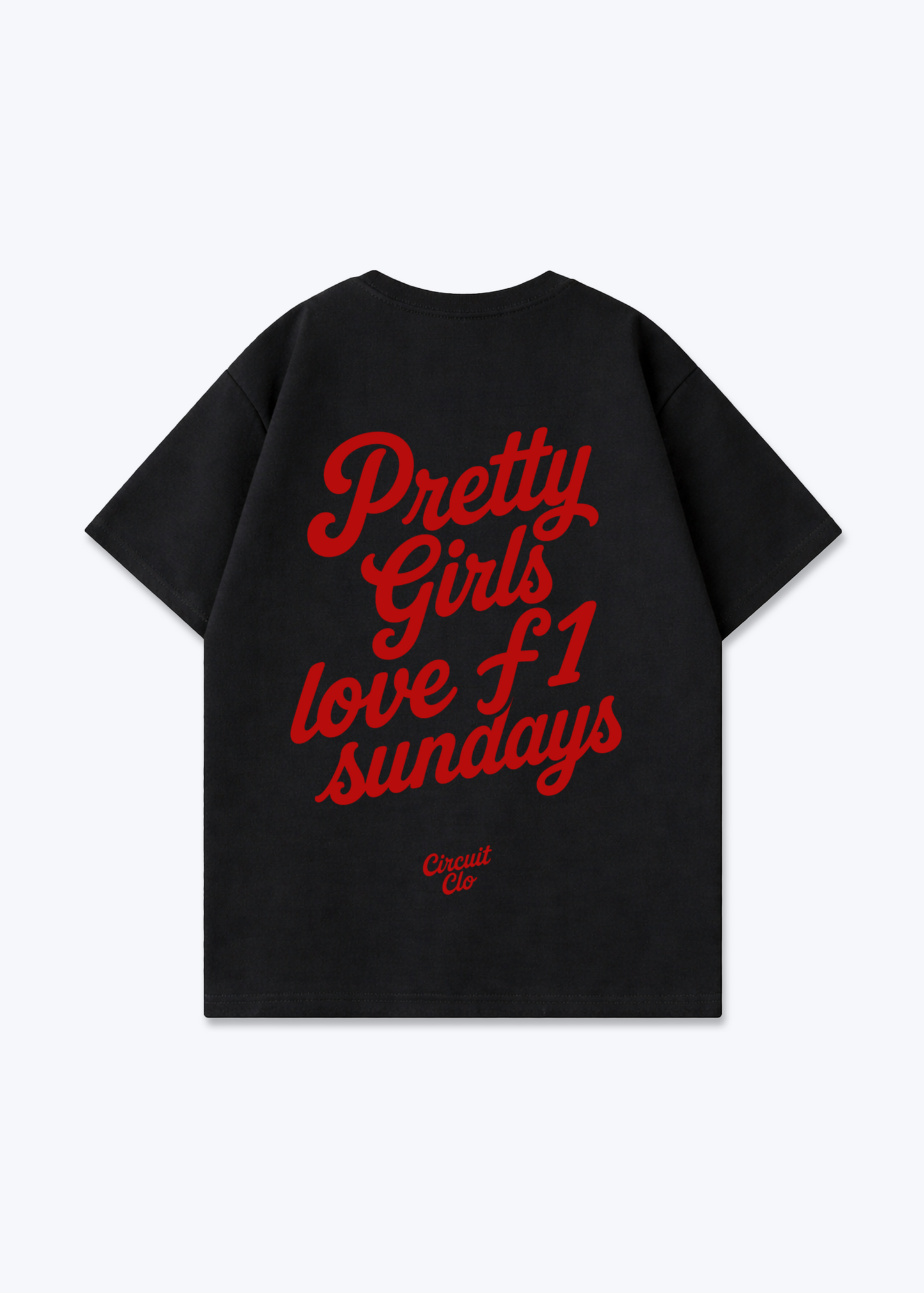 Pretty Girls love F1 Sunday 1 Oversized Shirt - Black Back (Designed)
